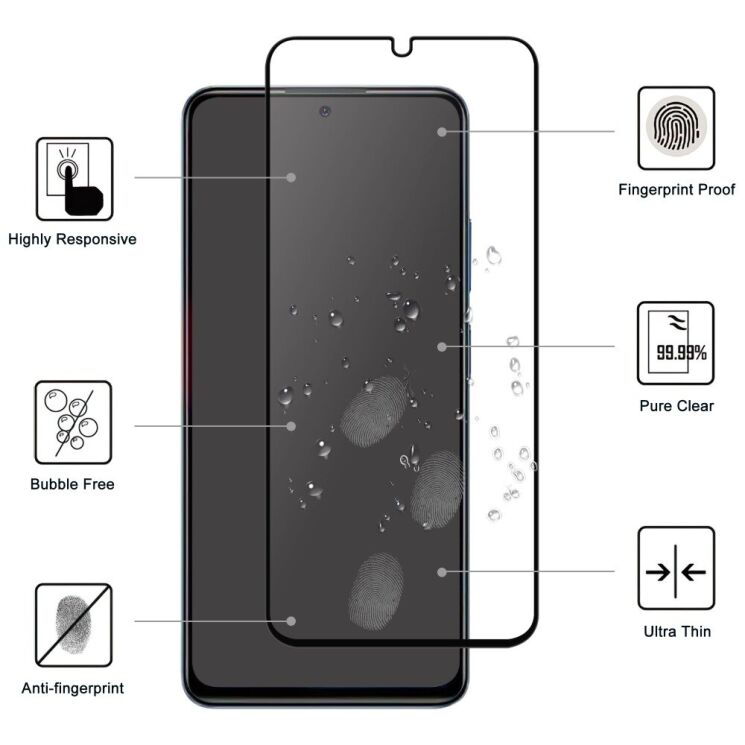 Захисне скло Deexe Full Glue Coverage для Xiaomi Redmi 14C / Redmi A4 5G / Poco C75 - Black: фото 2 з 4