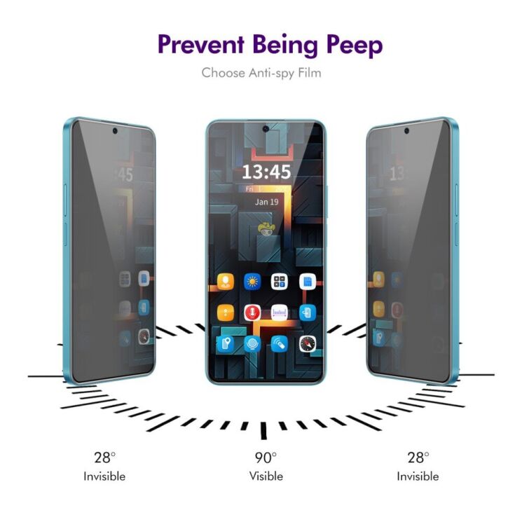 Захисне скло ENKAY Privacy для Xiaomi Redmi Note 14 5G - Black: фото 4 з 7