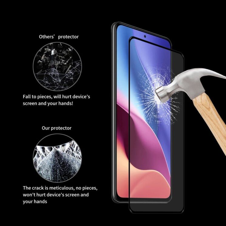 Защитное стекло HAT PRINCE Full Glue Cover для Xiaomi Redmi K40 / K40 Pro / Mi 11i / Poco F3 - Black: фото 6 из 9