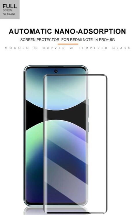 Захисне скло MOCOLO 3D Curved Full Size для Xiaomi Redmi Note 14 Pro 5G / Note 14 Pro Plus - Black: фото 6 з 10