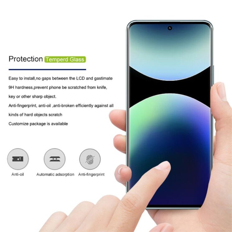 Захисне скло MOCOLO 3D Curved Full Size для Xiaomi Redmi Note 14 Pro 5G / Note 14 Pro Plus - Black: фото 3 з 10