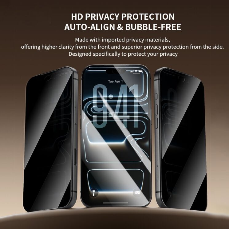 Защитное стекло ZGA 5D Privacy Full Glue для Apple iPhone 18 Pro - Black: фото 3 из 10