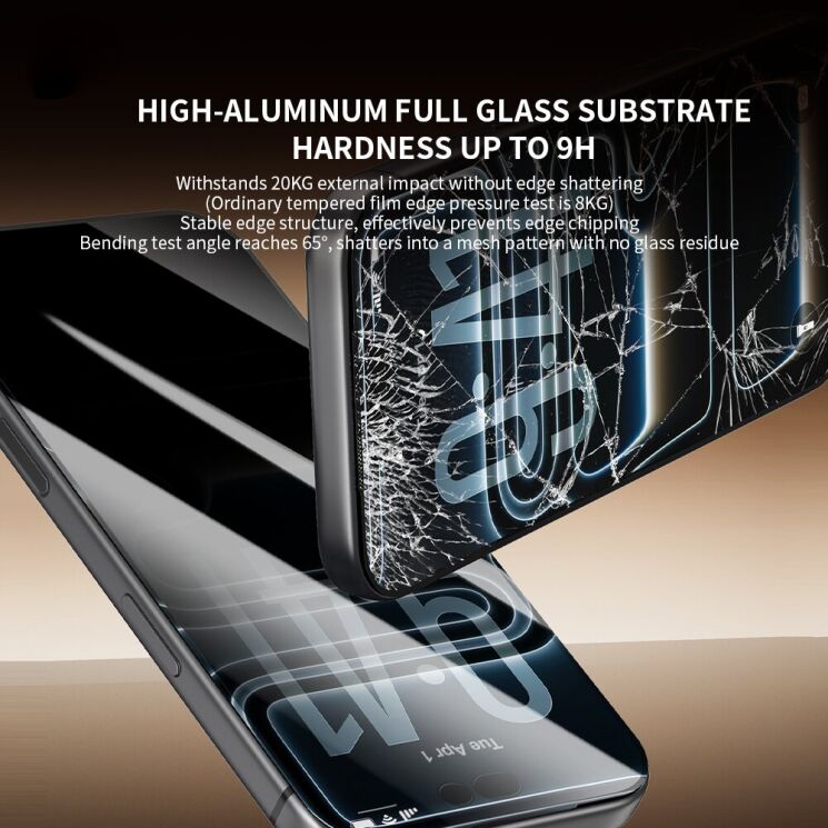 Защитное стекло ZGA 5D Privacy Full Glue для Apple iPhone 18 Pro - Black: фото 7 из 10