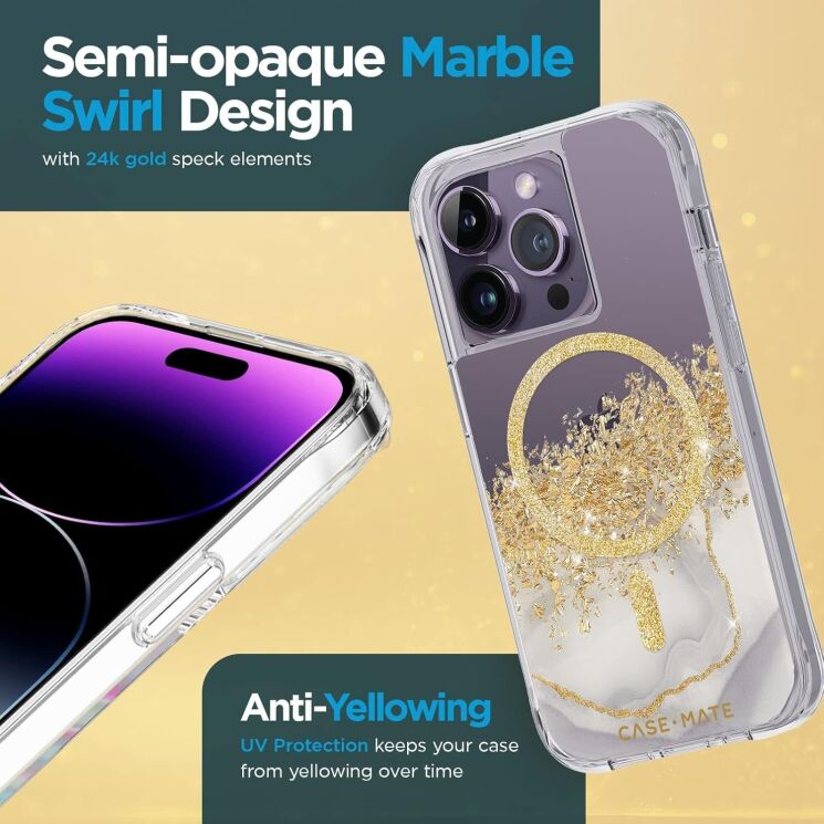 Защитный чехол Case-Mate Karat with MagSafe для Apple iPhone 14 Pro (CM049030) - Marble: фото 9 из 11