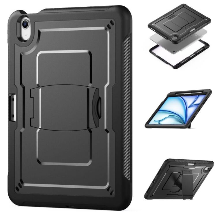 Защитный чехол Deexe Armor Stand для Apple iPad Air 11 M3/M2 (2025/2024) - Black: фото 3 из 11