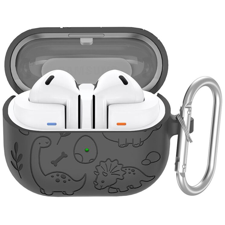 Захисний чохол Deexe Dinosaur Design для Samsung Galaxy Buds 3 / Buds 3 Pro - Dark Grey: фото 1 з 7