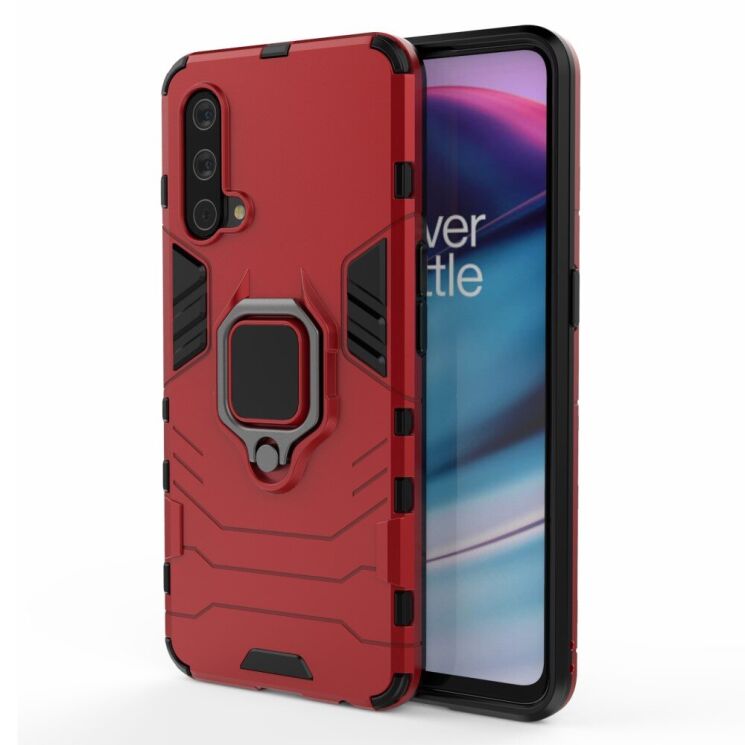 Чехол с подставкой Deexe Hybrid Case для OnePlus Nord CE - Red: фото 2 из 8