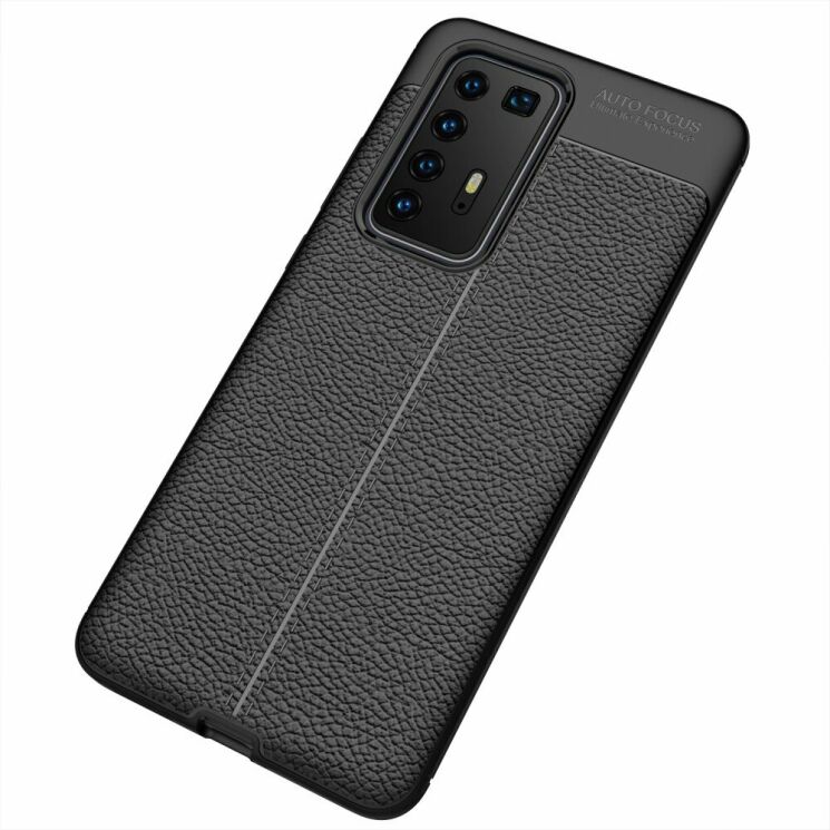 Защитный чехол Deexe Leather Cover для Huawei P40 Pro - Black: фото 2 из 14