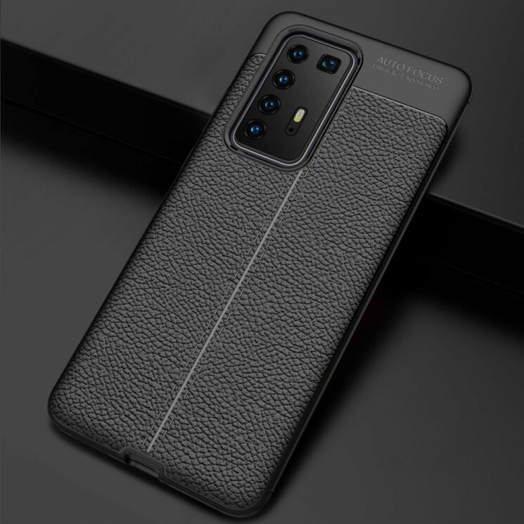 Защитный чехол Deexe Leather Cover для Huawei P40 Pro - Black: фото 6 из 14