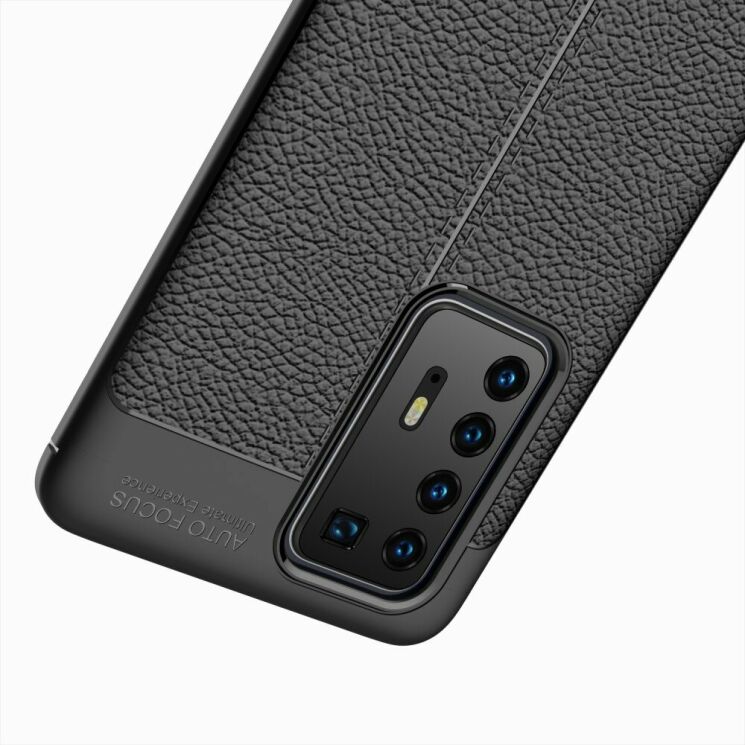 Защитный чехол Deexe Leather Cover для Huawei P40 Pro - Black: фото 5 из 14