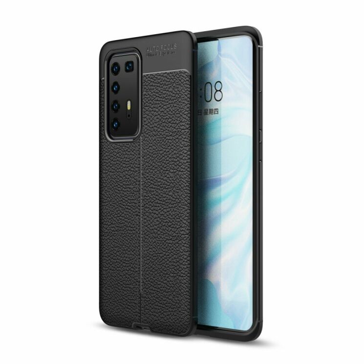 Защитный чехол Deexe Leather Cover для Huawei P40 Pro - Black: фото 1 из 14