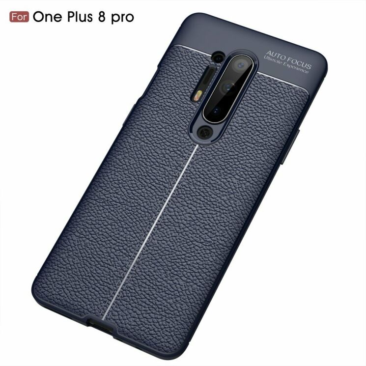 Защитный чехол Deexe Leather Cover для OnePlus 8 Pro - Dark Blue: фото 2 из 8