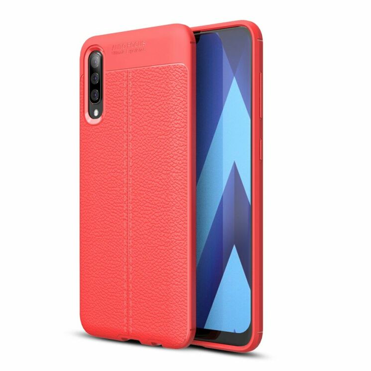 Защитный чехол Deexe Leather Cover для Samsung Galaxy A70 (A705) - Red: фото 1 из 12