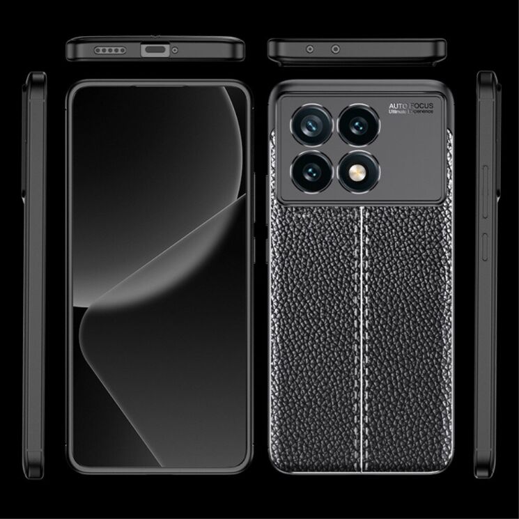 Защитный чехол Deexe Leather Cover для Xiaomi Poco F6 Pro - Black: фото 10 из 10