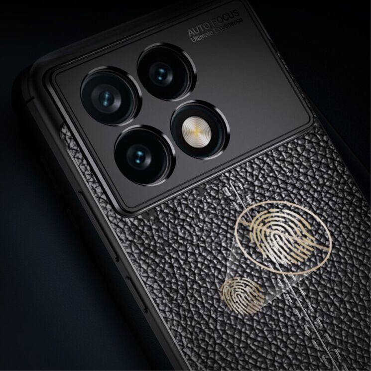 Защитный чехол Deexe Leather Cover для Xiaomi Poco F6 Pro - Black: фото 8 из 10