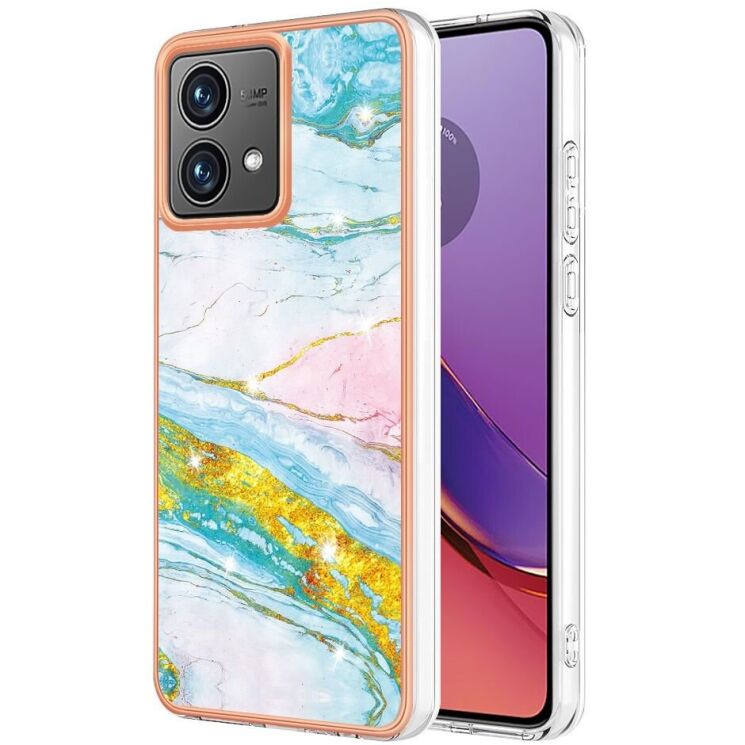 Защитный чехол Deexe Marble Style для Motorola Moto G84 - Light Green: фото 1 из 6
