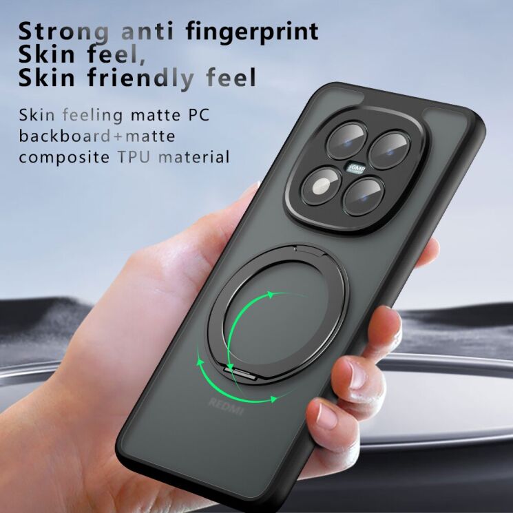 Захисний чохол Deexe Matte Skin Kickstand with MagSafe для Xiaomi Redmi Note 15 Pro Plus / Poco M8 Pro 5G - Transparent Black: фото 10 з 13