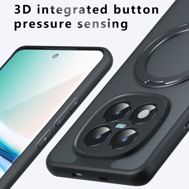 Захисний чохол Deexe Matte Skin Kickstand with MagSafe для Xiaomi Redmi Note 15 Pro Plus / Poco M8 Pro 5G - Transparent Black: фото 13 з 13