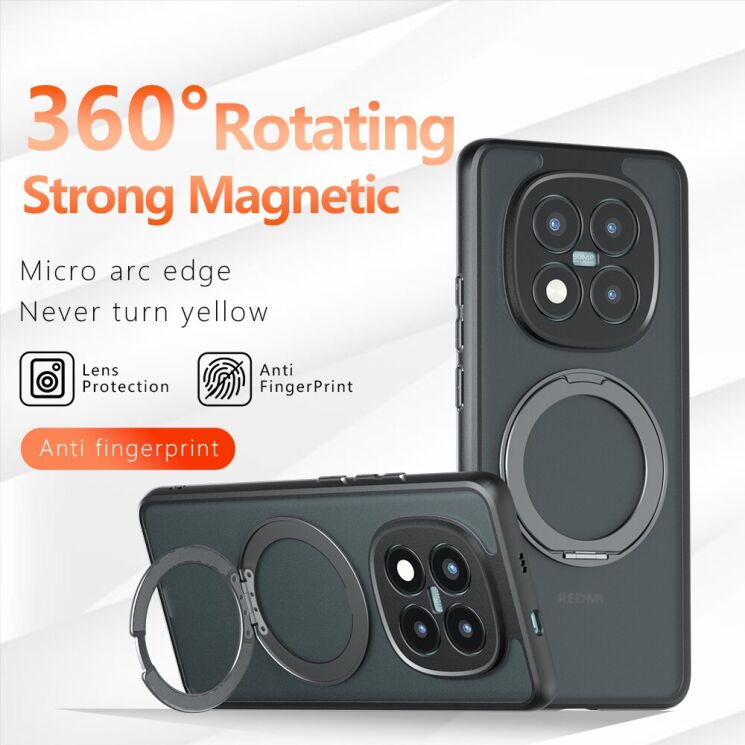 Захисний чохол Deexe Matte Skin Kickstand with MagSafe для Xiaomi Redmi Note 15 Pro Plus / Poco M8 Pro 5G - Transparent Black: фото 4 з 13
