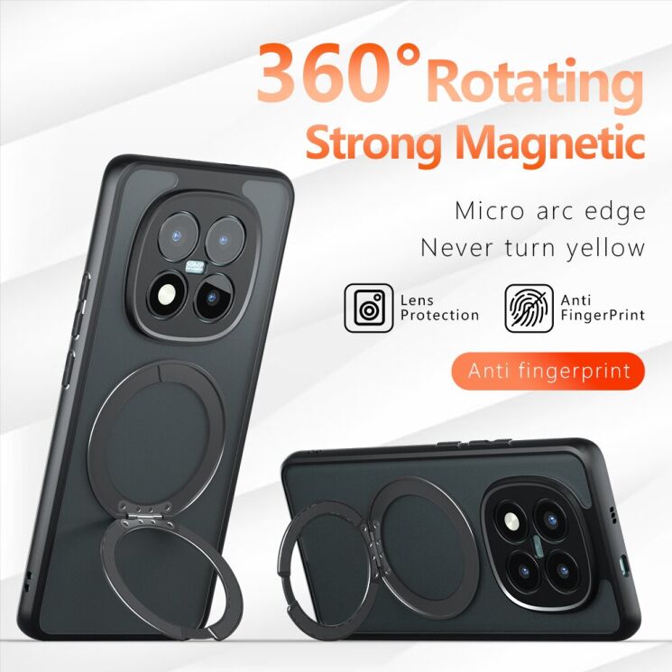 Захисний чохол Deexe Matte Skin Kickstand with MagSafe для Xiaomi Redmi Note 15 Pro Plus / Poco M8 Pro 5G - Transparent Black: фото 3 з 13