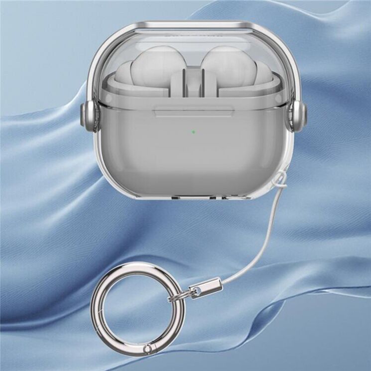 Защитный чехол Deexe Pure Stand для Samsung Galaxy Buds 3 / Buds 3 Pro - Transparent Black: фото 1 из 5