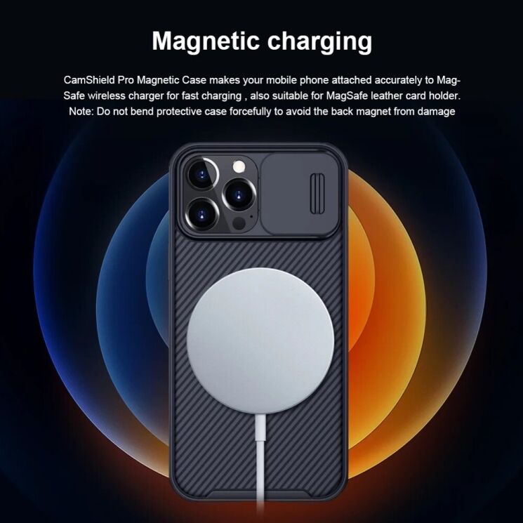Защитный чехол NILLKIN CamShield Pro Magnetic для Apple iPhone 13 Pro - Blue: фото 5 из 18