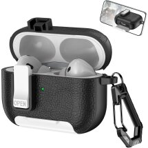 Захисний чохол Reframe Leather Texture для Apple AirPods Pro 2 - Black / White: фото 1 з 7