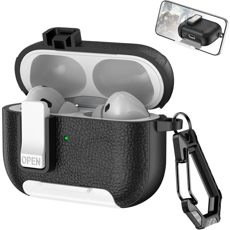 Захисний чохол Reframe Leather Texture для Apple AirPods Pro 2 - Black / White (306054BW) Захисний чохол Reframe Leather Texture для Apple AirPods Pro 2 - Black / White: фото 1 з 7