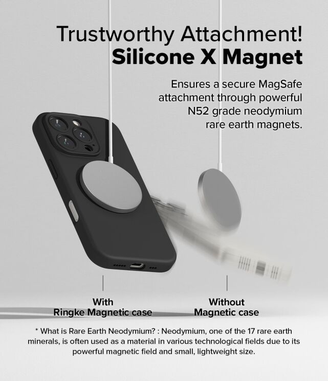 Защитный чехол Ringke Silicone Magnetic для Apple iPhone 16 Pro Max (8809961789625) - Black: фото 8 из 14