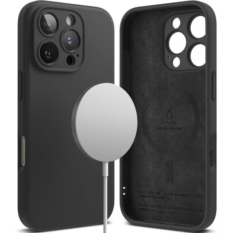 Защитный чехол Ringke Silicone Magnetic для Apple iPhone 16 Pro Max (8809961789625) - Black: фото 1 из 14