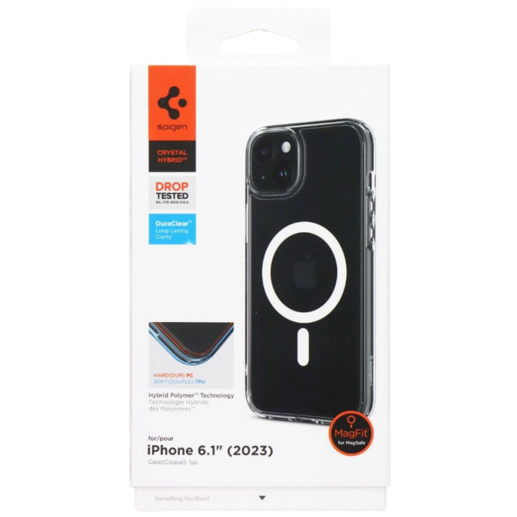 Защитный чехол Spigen Crystal Hybrid (MagFit) для iPhone 15 (ACS06485) - Clear: фото 4 из 6
