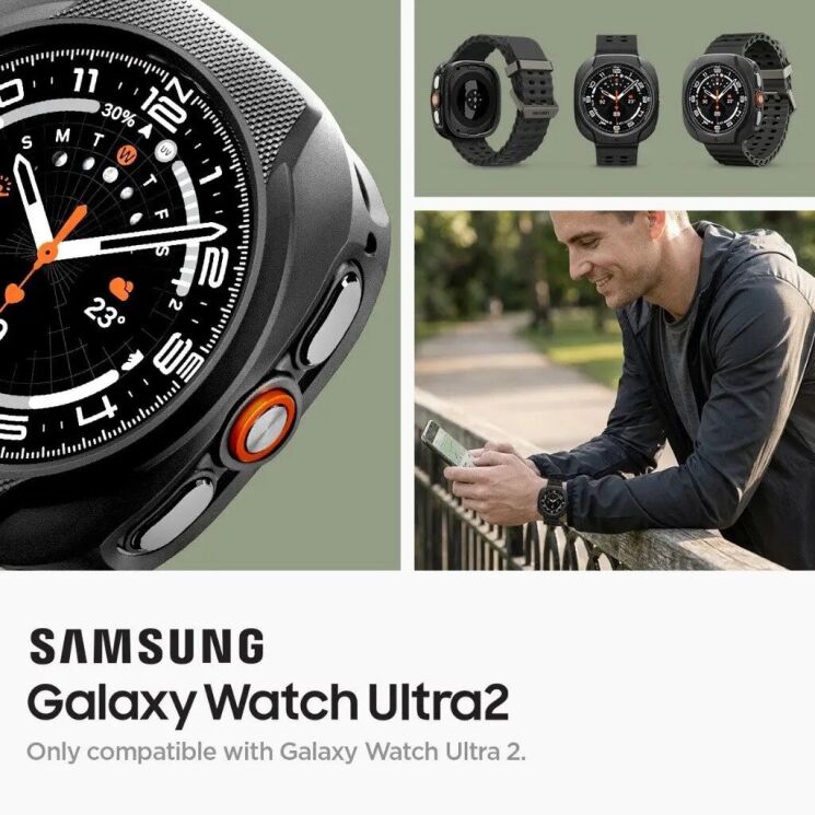 Защитный чехол Spigen Liquid Air Case для Samsung Galaxy Watch Ultra 2 (ACS11610) - Matte Black (427011MB) Защитный чехол Spigen Liquid Air Case для Samsung Galaxy Watch Ultra 2 (ACS11610) - Matte Black: фото 5 из 10