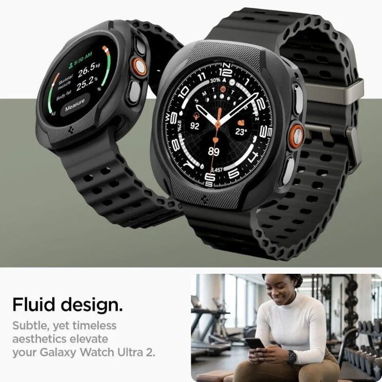 Защитный чехол Spigen Liquid Air Case для Samsung Galaxy Watch Ultra 2 (ACS11610) - Matte Black (427011MB) Защитный чехол Spigen Liquid Air Case для Samsung Galaxy Watch Ultra 2 (ACS11610) - Matte Black: фото 6 из 10