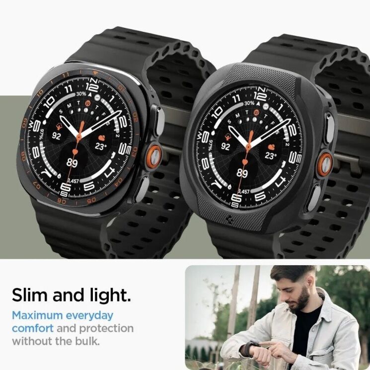 Защитный чехол Spigen Liquid Air Case для Samsung Galaxy Watch Ultra 2 (ACS11610) - Matte Black (427011MB) Защитный чехол Spigen Liquid Air Case для Samsung Galaxy Watch Ultra 2 (ACS11610) - Matte Black: фото 9 из 10