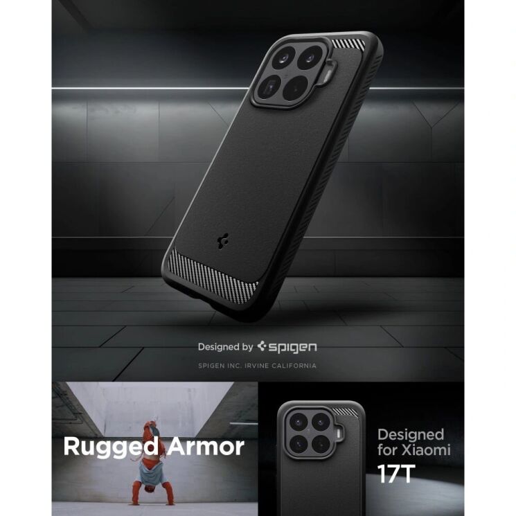 Защитный чехол Spigen Rugged Armor для Xiaomi 17T (ACS11870) - Black (408866B) Защитный чехол Spigen Rugged Armor для Xiaomi 17T (ACS11870) - Black: фото 6 из 11