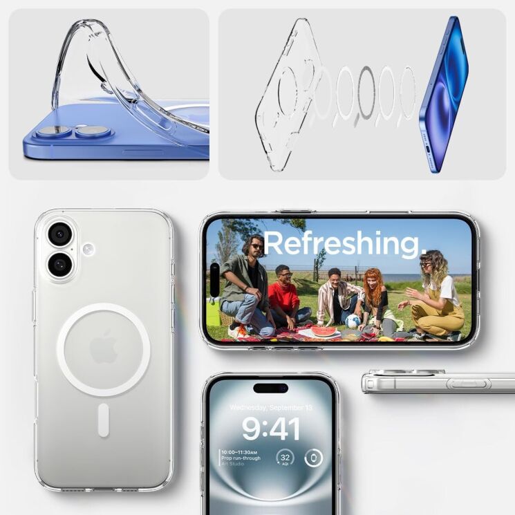Защитный чехол Spigen (SGP) Liquid Crystal (MagFit) для Apple iPhone 16 Plus - White: фото 9 из 9