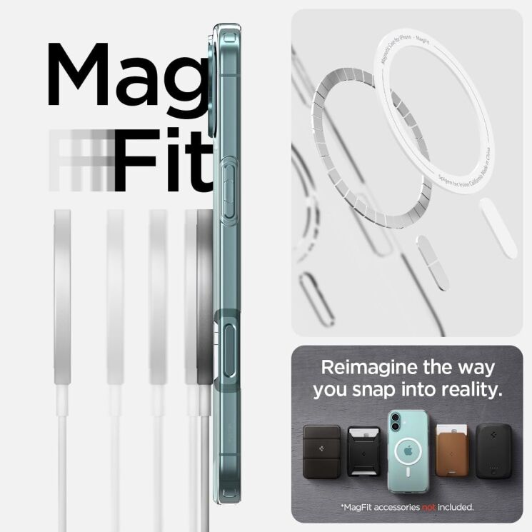 Защитный чехол Spigen (SGP) Liquid Crystal (MagFit) для Apple iPhone 16 Plus - White: фото 7 из 9