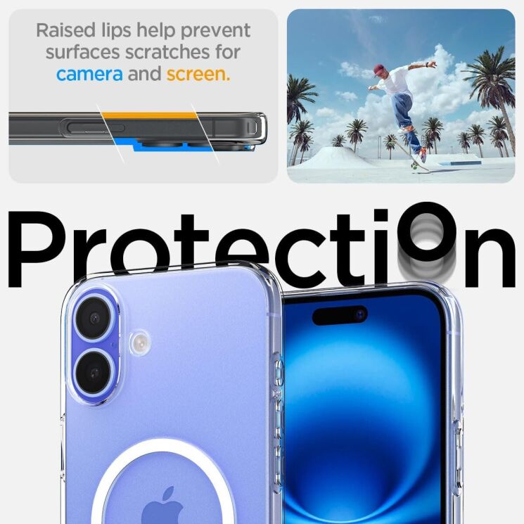 Защитный чехол Spigen (SGP) Liquid Crystal (MagFit) для Apple iPhone 16 Plus - White: фото 6 из 9