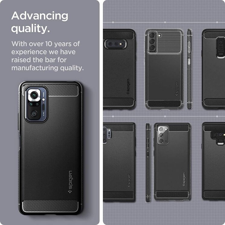 Защитный чехол Spigen (SGP) Rugged Armor для Xiaomi Redmi Note 10 Pro - Matte Black: фото 12 из 15