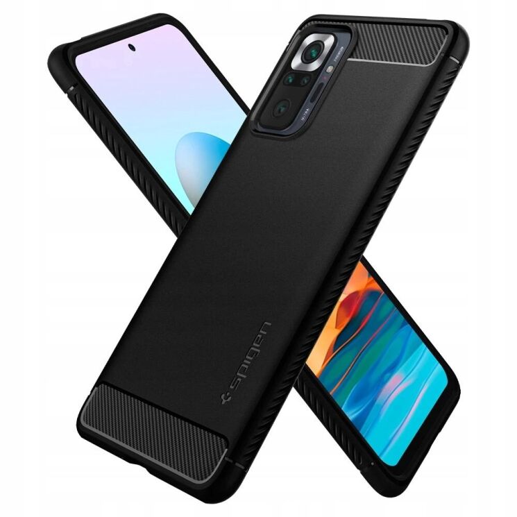 Защитный чехол Spigen (SGP) Rugged Armor для Xiaomi Redmi Note 10 Pro - Matte Black: фото 5 из 15