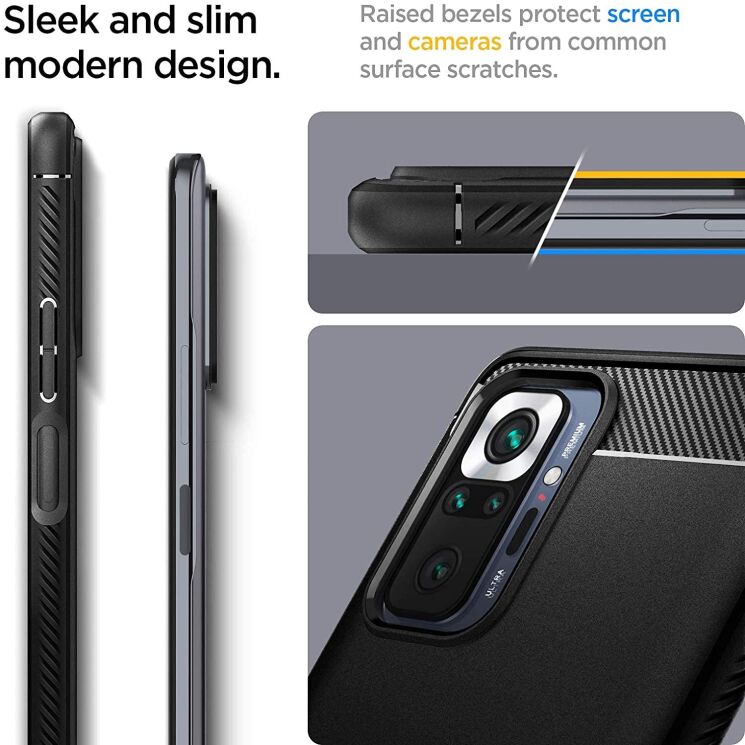Защитный чехол Spigen (SGP) Rugged Armor для Xiaomi Redmi Note 10 Pro - Matte Black: фото 15 из 15