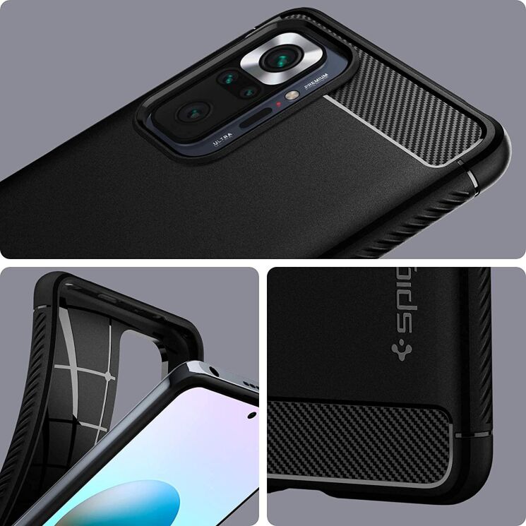Защитный чехол Spigen (SGP) Rugged Armor для Xiaomi Redmi Note 10 Pro - Matte Black: фото 10 из 15