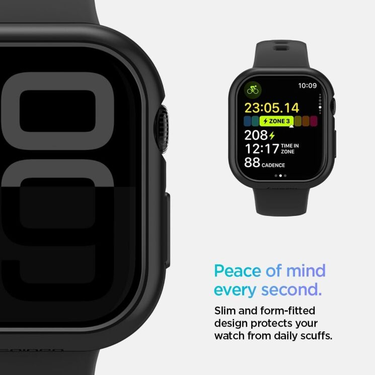 Защитный чехол Spigen (SGP) Thin Fit (FW) для Apple Watch 10 42 mm (ACS08588) - Black: фото 12 из 16