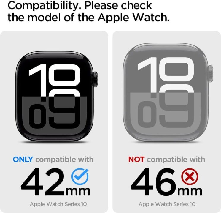 Защитный чехол Spigen (SGP) Thin Fit (FW) для Apple Watch 10 42 mm (ACS08588) - Black: фото 10 из 16