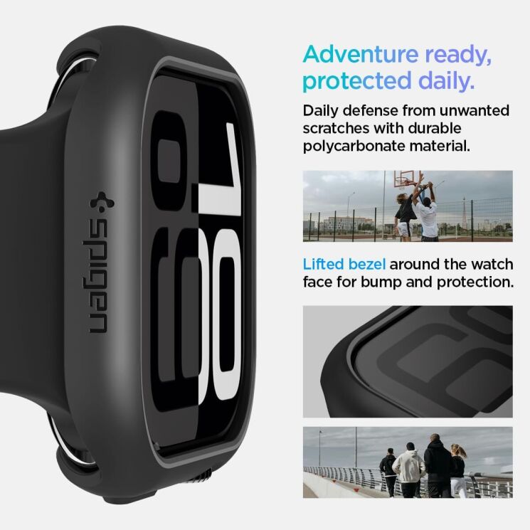Защитный чехол Spigen (SGP) Thin Fit (FW) для Apple Watch 10 42 mm (ACS08588) - Black: фото 13 из 16