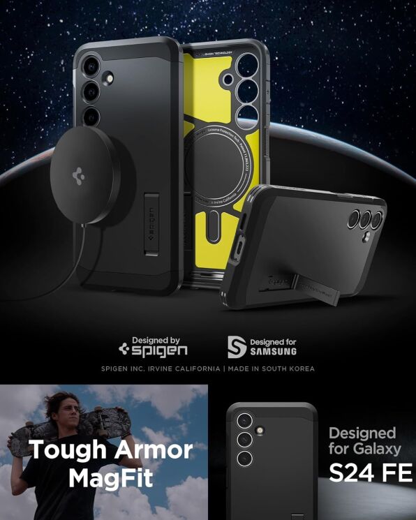 Защитный чехол Spigen (SGP) Tough Armor (MagFit) для Samsung Galaxy S24 FE (S721) - Black: фото 11 из 16