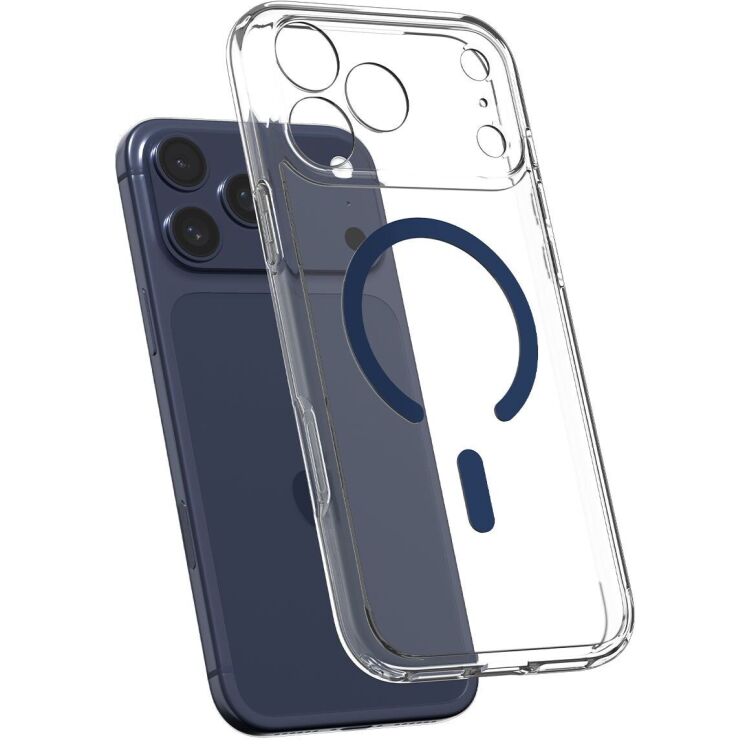 Защитный чехол Spigen Ultra Hybrid (MagFit) для iPhone 17 Pro Max (ACS11108) - Clear / Deep Blue: фото 3 из 10