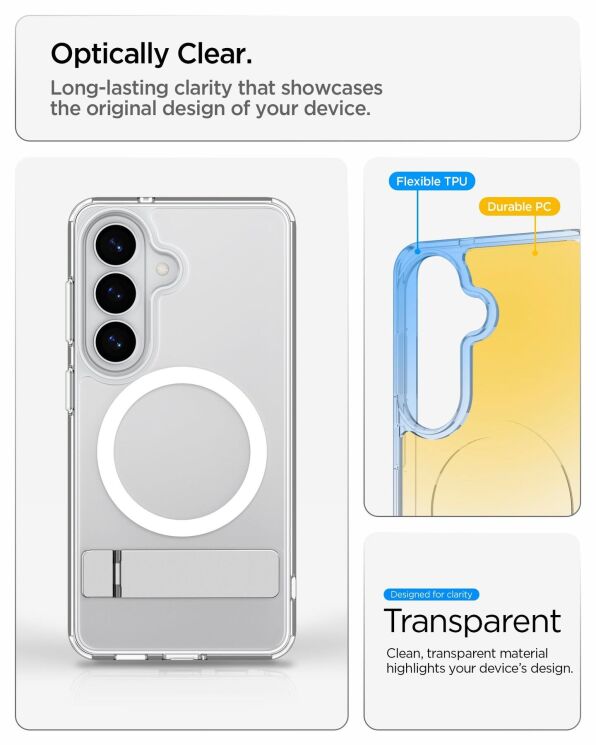 Захисний чохол Spigen Ultra Hybrid S (MagFit) для Samsung Galaxy S26 (S942) ACS11061 - Clear White: фото 9 з 12