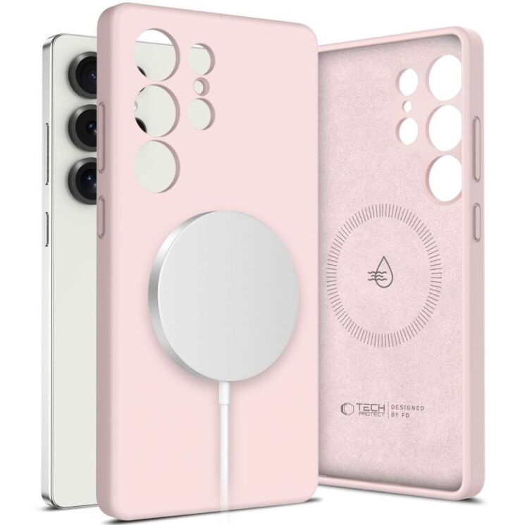 Защитный чехол Tech-Protect Liquid Silicone MagSafe для Samsung Galaxy S25 Ultra (S938) 5906302322466 - Pink Pearl: фото 1 из 4