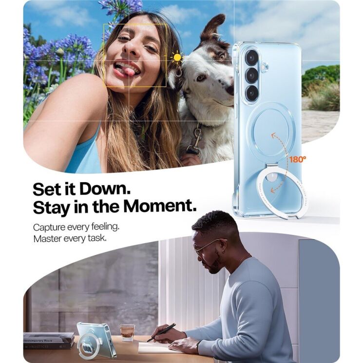 Захисний чохол TORRAS Ostand Q1 Slim (with MagSafe) для Samsung Galaxy S26 - Clear: фото 4 з 7